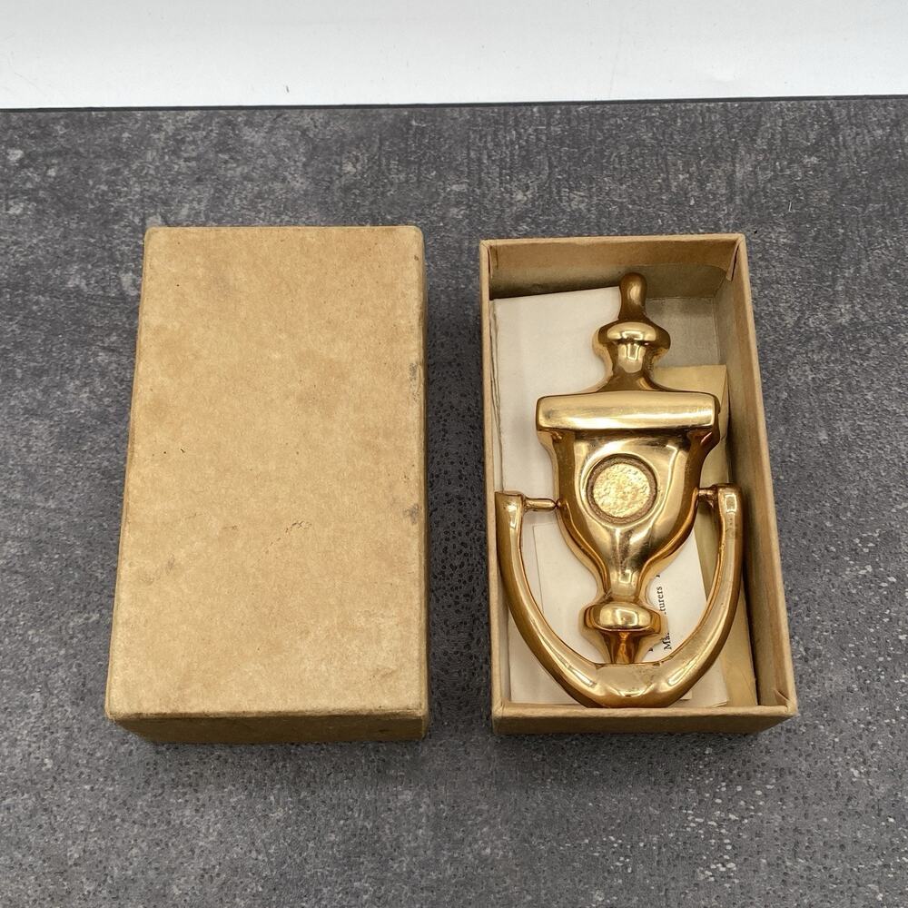 NOS Vintage Urn Style Neo Classical Georgian Solid Brass Gold Tone Door Knocker
